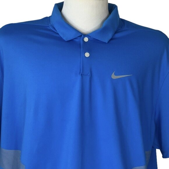 Nike DriFit Golf Polo Shirt Mens 2XL Blue Gray Short Sleeves - Picture 3 of 8